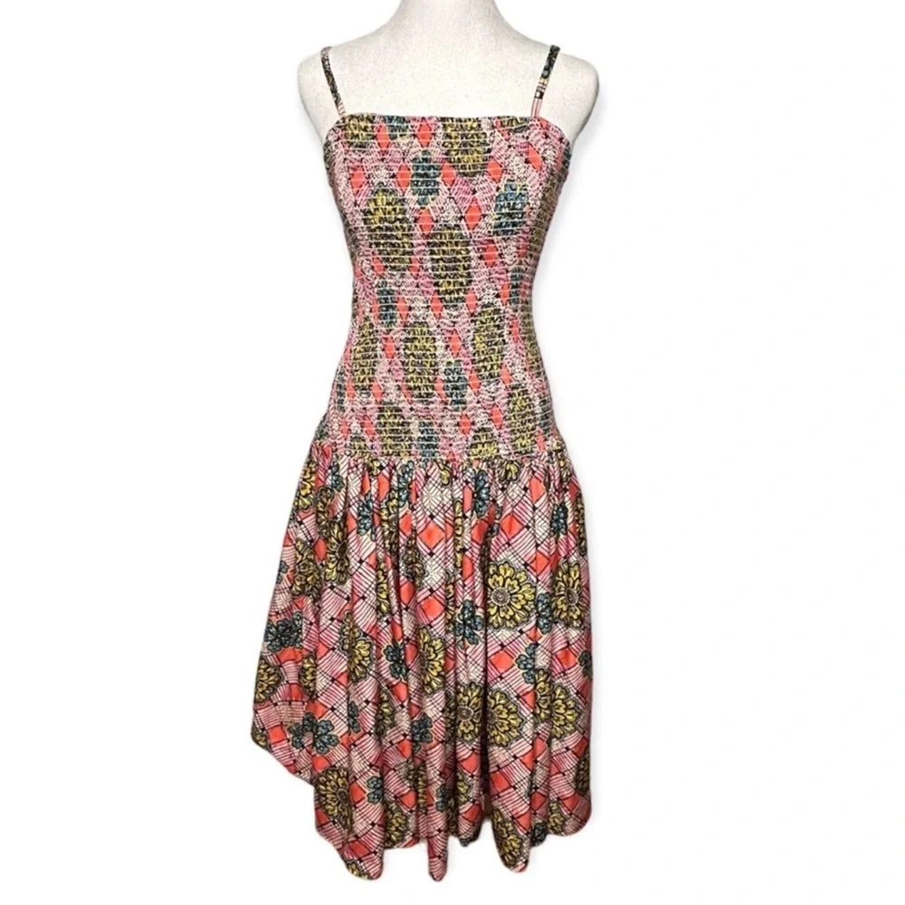 Autumn Adeigbo Winnie Midi Dress NWT Size 8 Pink Floral Smocked Cotton - Picture 3 of 16